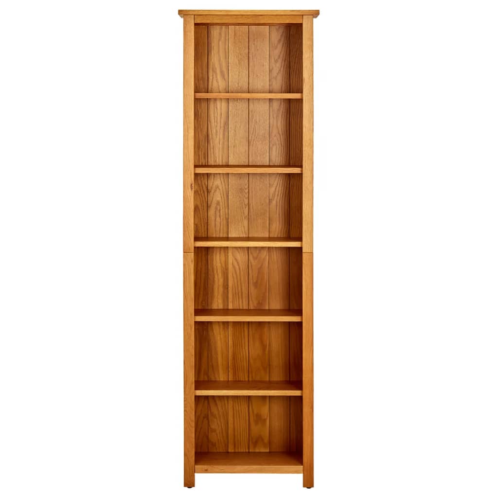 6-Tier Bookcase 52x22x180 cm Solid Oak Wood - Newstart Furniture