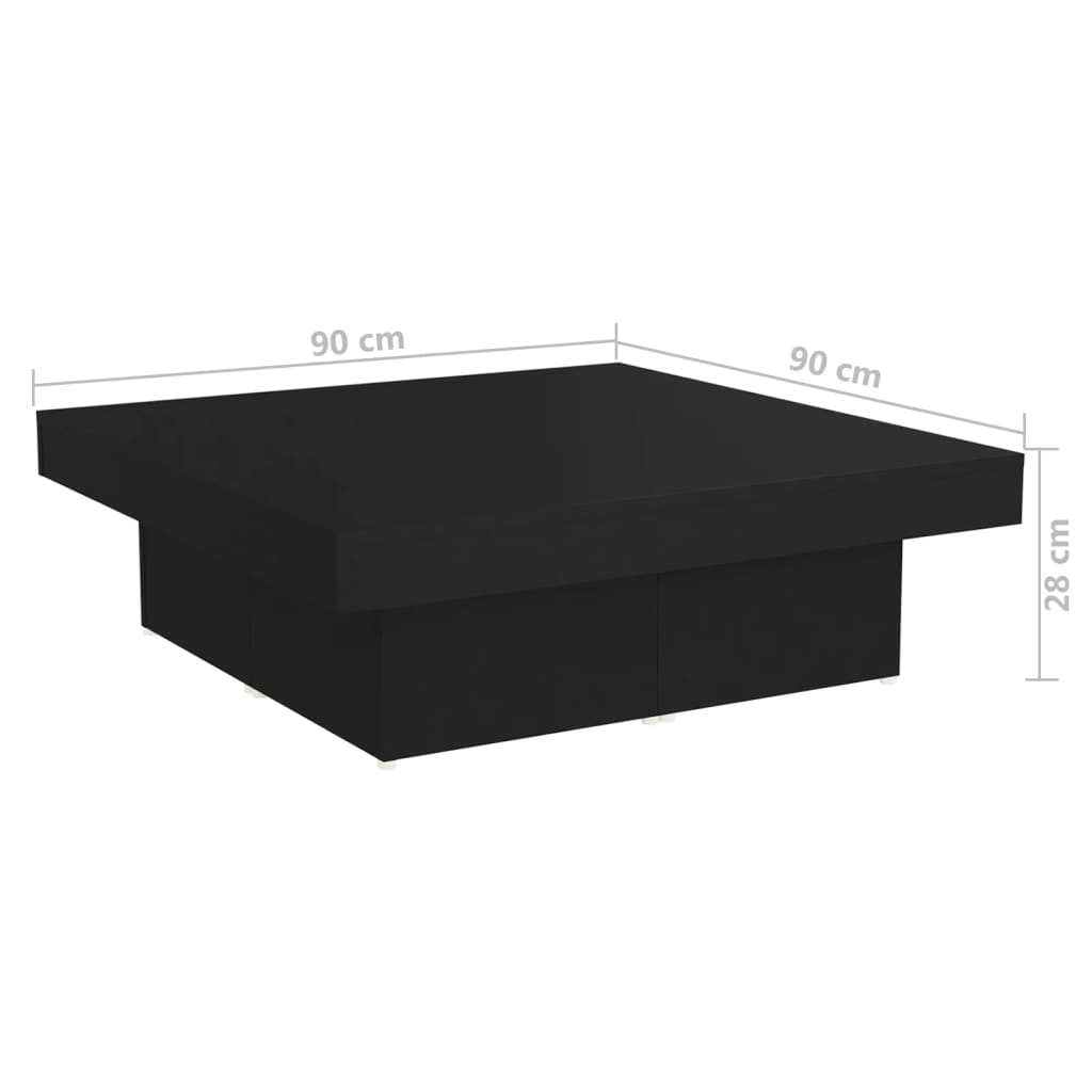 Coffee Table Black 90x90x28 cm Engineered Wood - Newstart Furniture