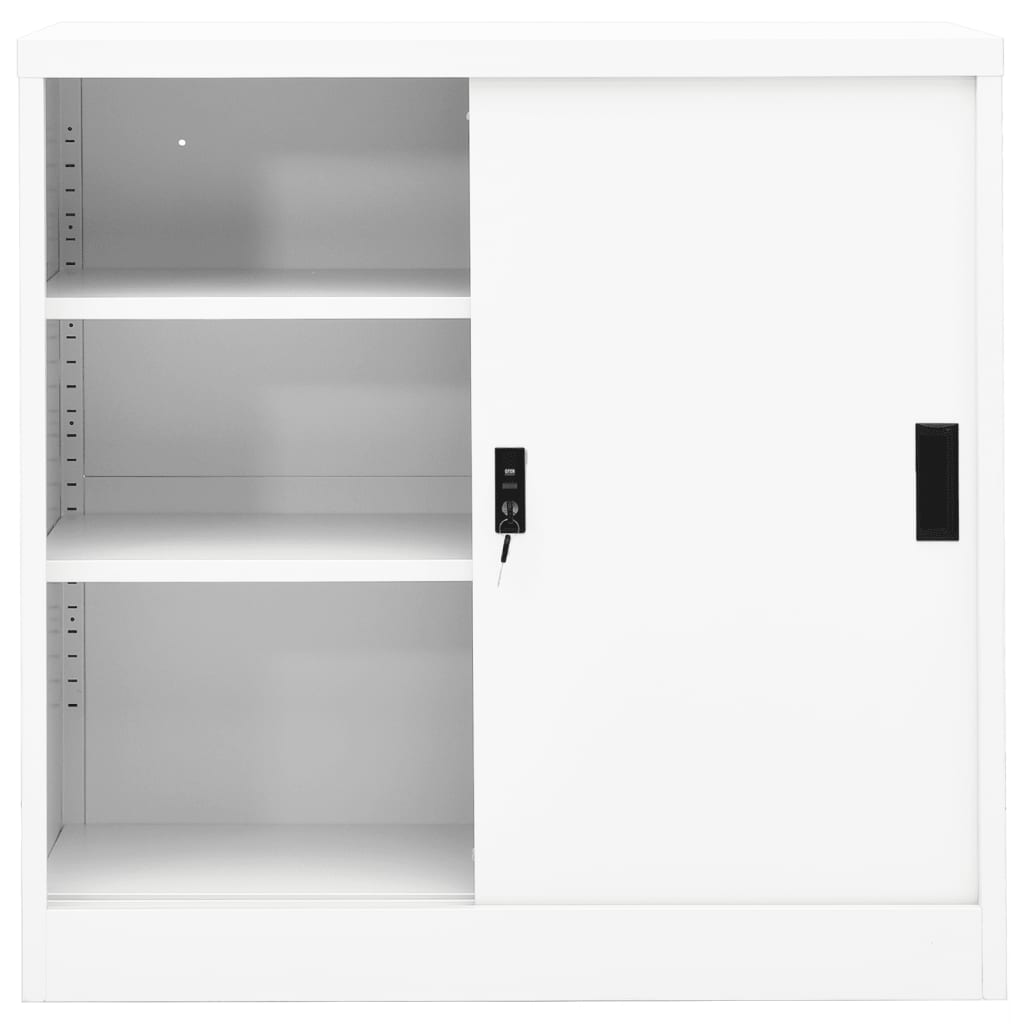 Office Cabinet with Sliding Door White 90x40x90 cm Steel - Newstart Furniture