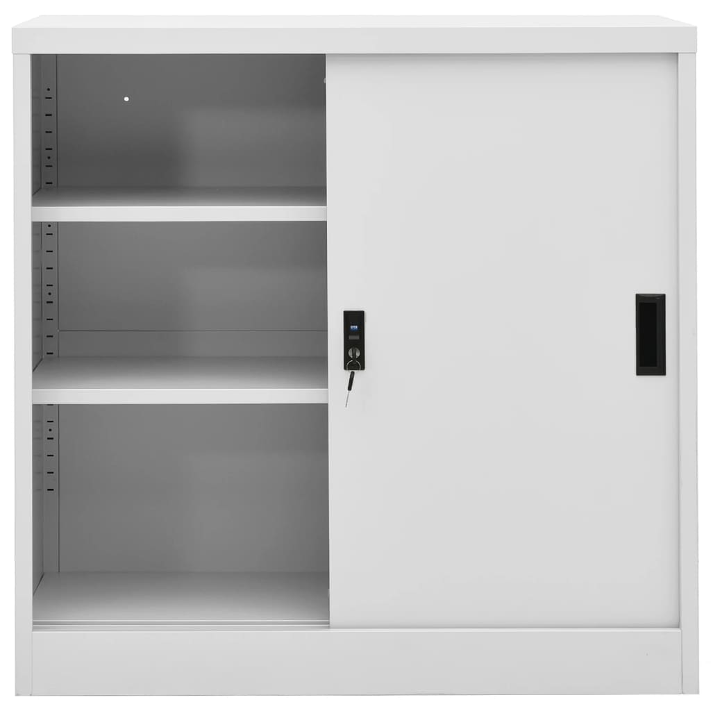 Office Cabinet with Sliding Door Light Grey 90x40x90 cm Steel - Newstart Furniture