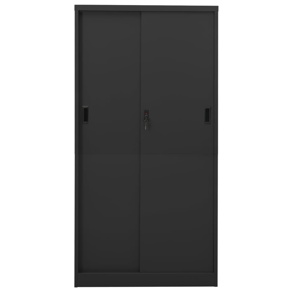 Office Cabinet with Sliding Door Anthracite 90x40x180 cm Steel - Newstart Furniture