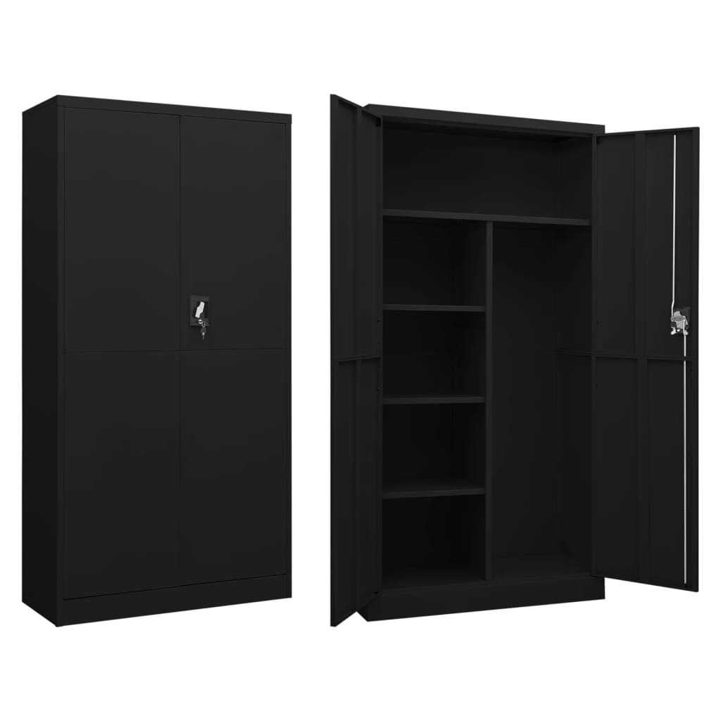 Locker Cabinet Black 90x40x180 cm Steel - Newstart Furniture