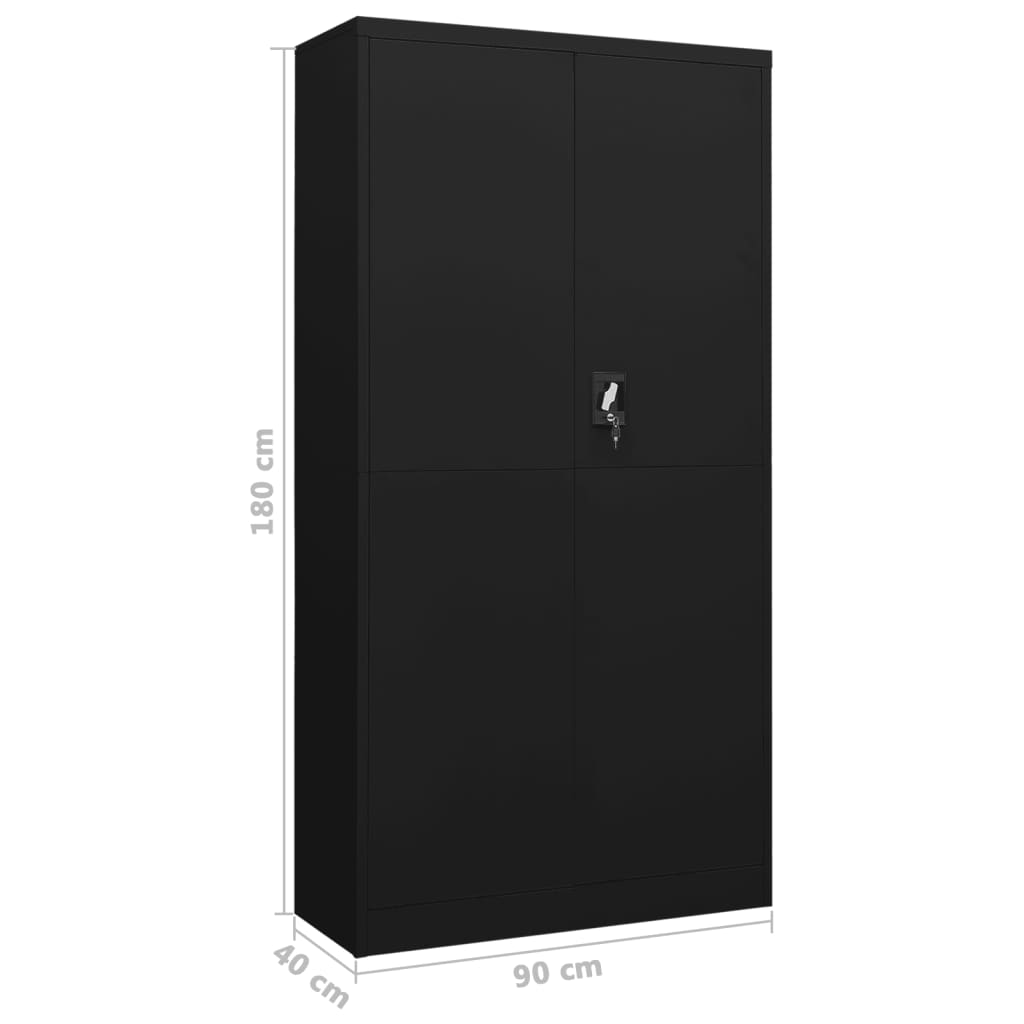 Locker Cabinet Black 90x40x180 cm Steel - Newstart Furniture