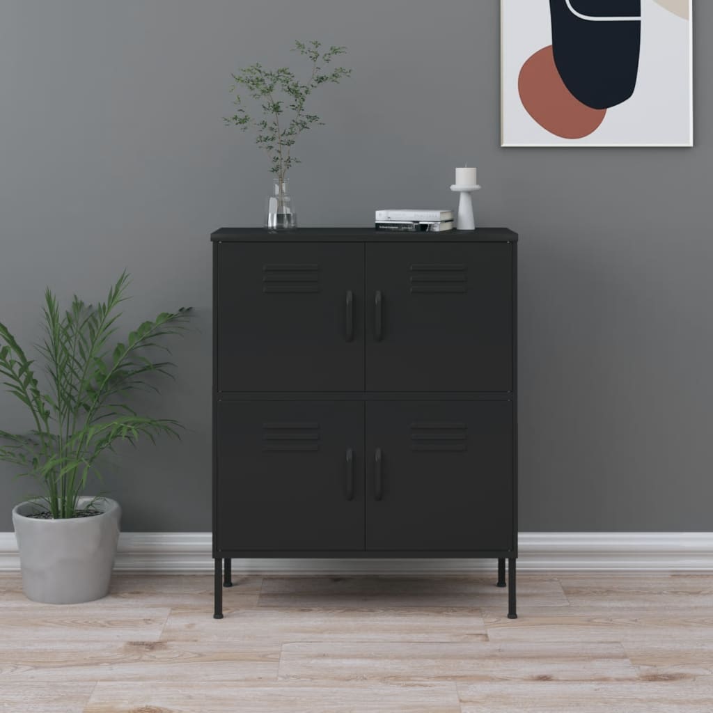 Storage Cabinet Black 80x35x101.5 cm Steel - Newstart Furniture