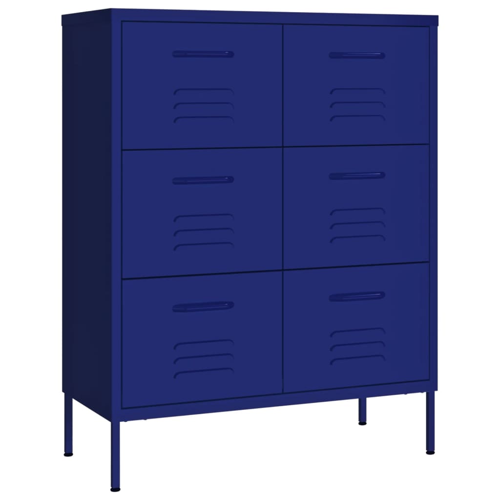 Drawer Cabinet Navy Blue 80x35x101.5 cm Steel - Newstart Furniture