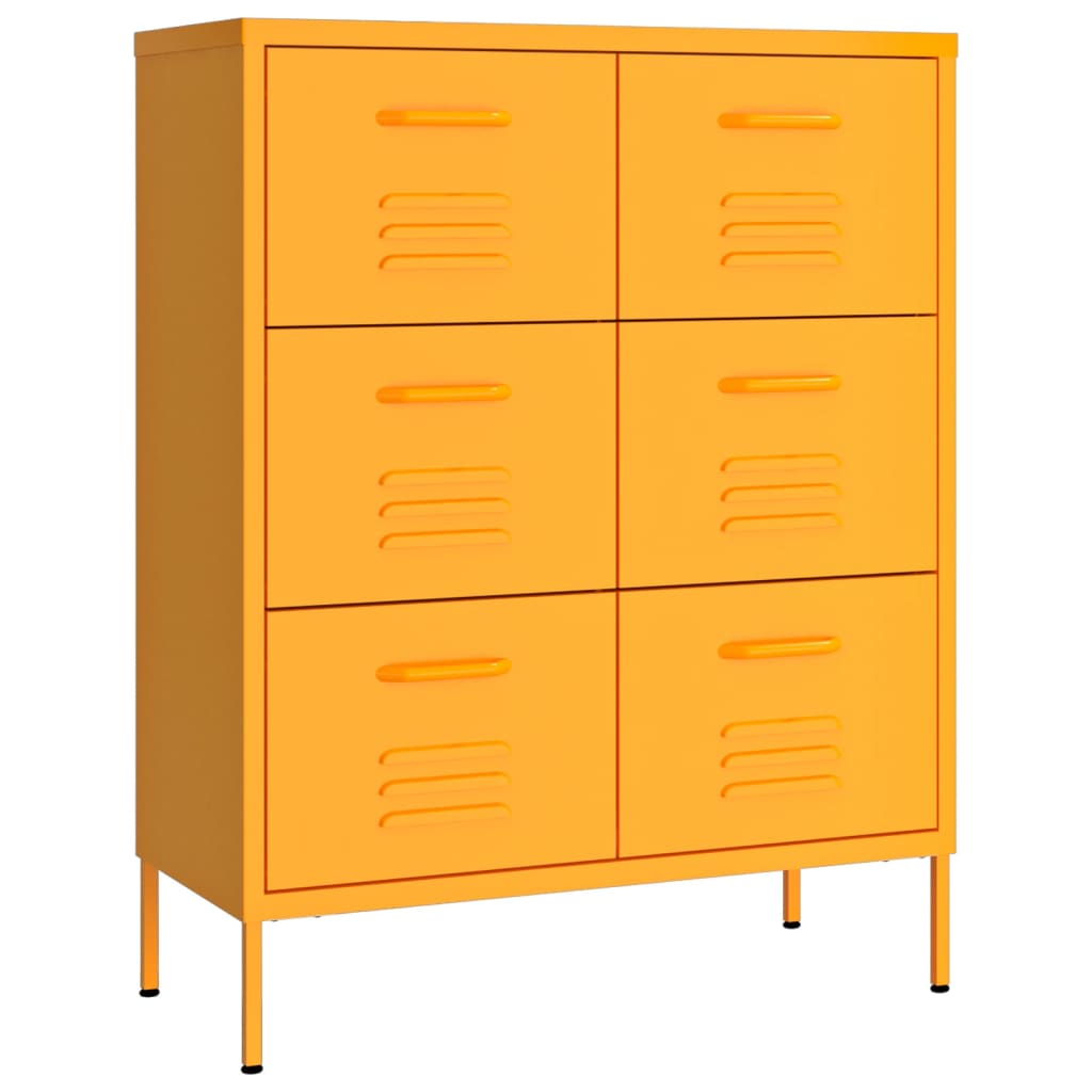 Drawer Cabinet Mustard Yellow 80x35x101.5 cm Steel - Newstart Furniture