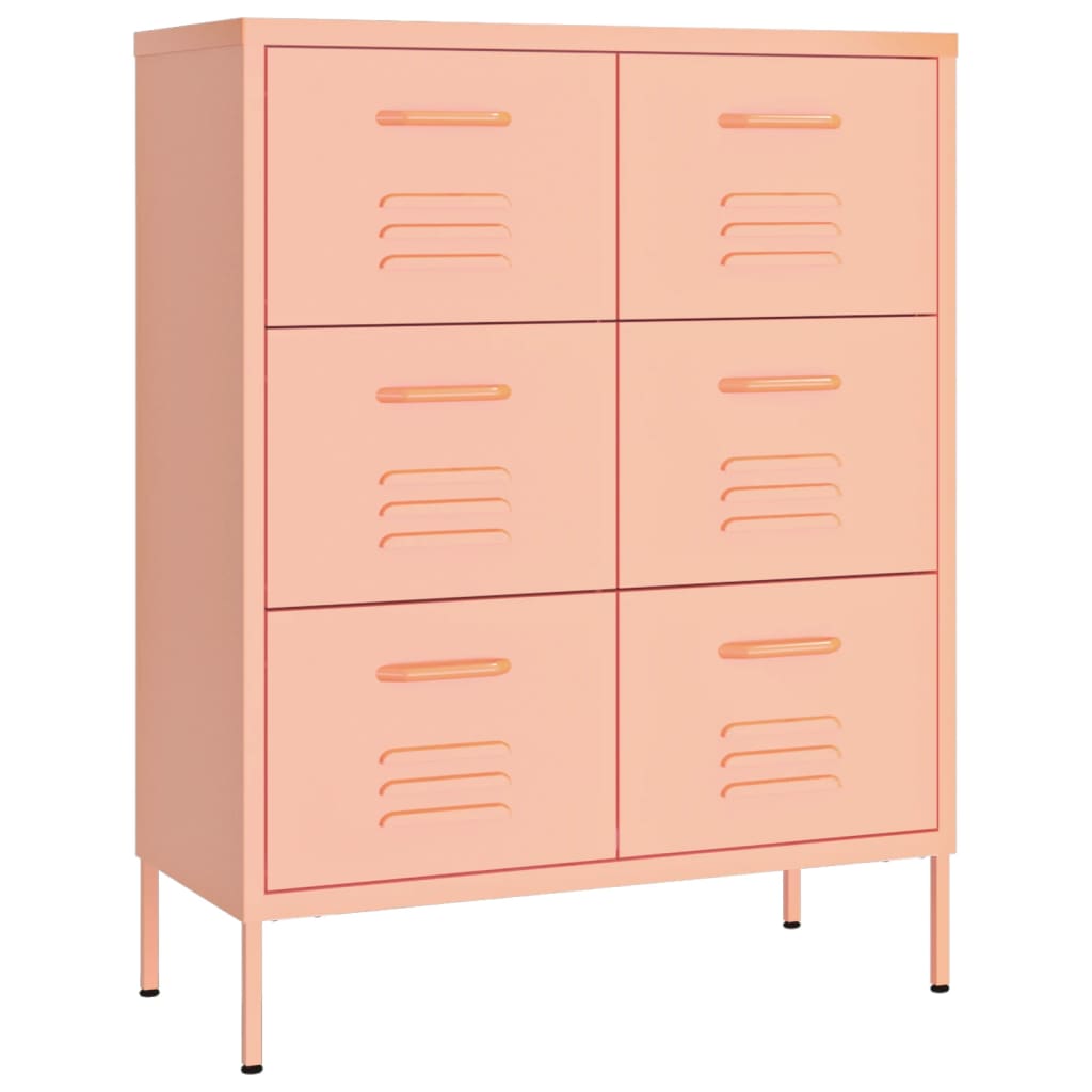 Drawer Cabinet Pink 80x35x101.5 cm Steel - Newstart Furniture