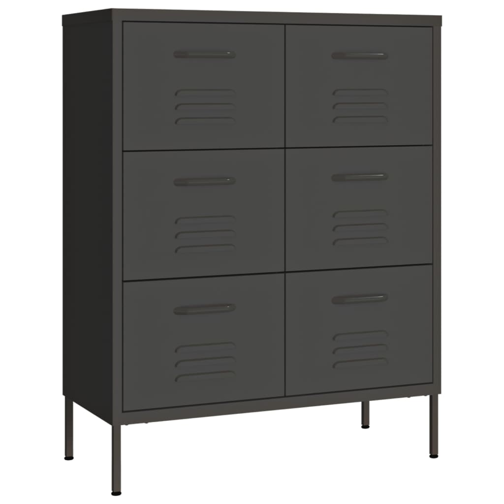 Drawer Cabinet Anthracite 80x35x101.5 cm Steel - Newstart Furniture
