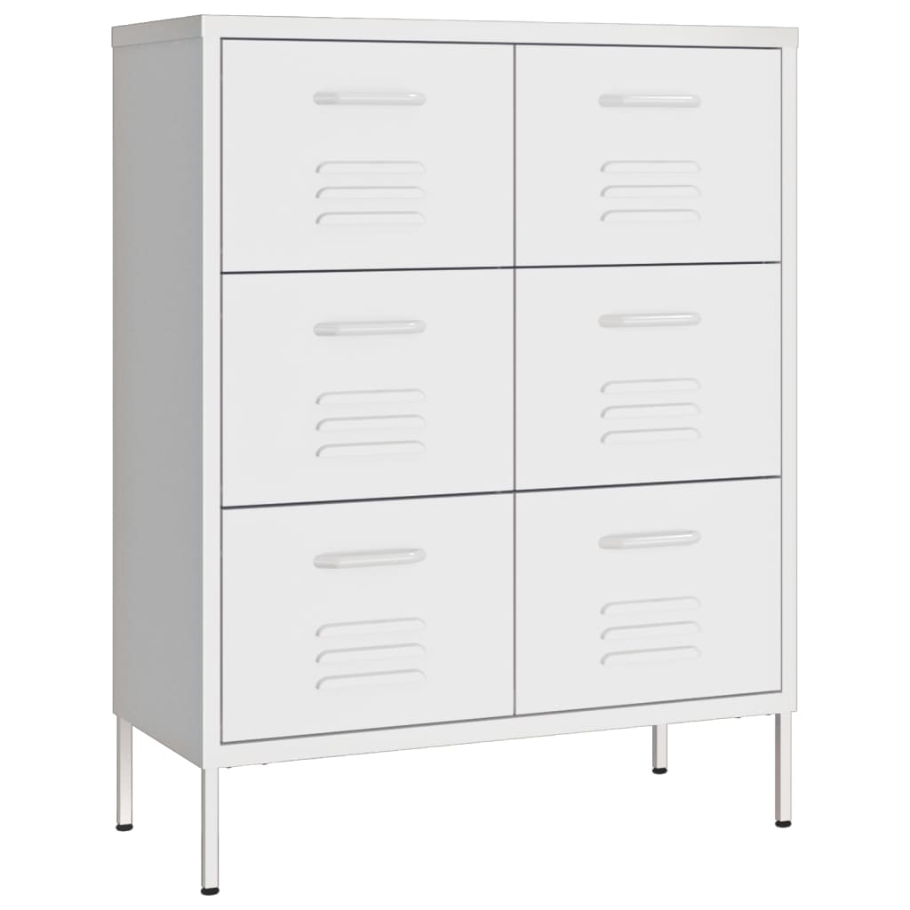 Drawer Cabinet White 80x35x101.5 cm Steel - Newstart Furniture