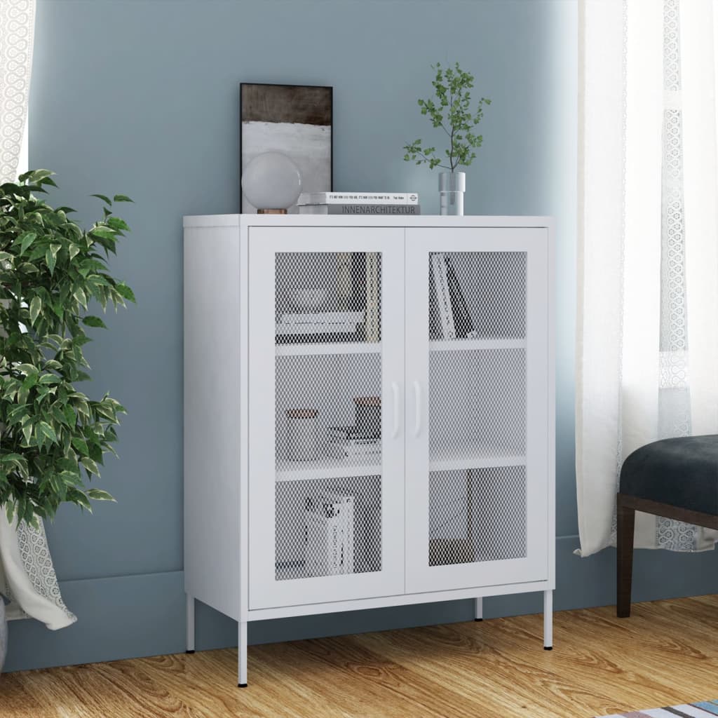 Storage Cabinet White 80x35x101.5 cm Steel - Newstart Furniture