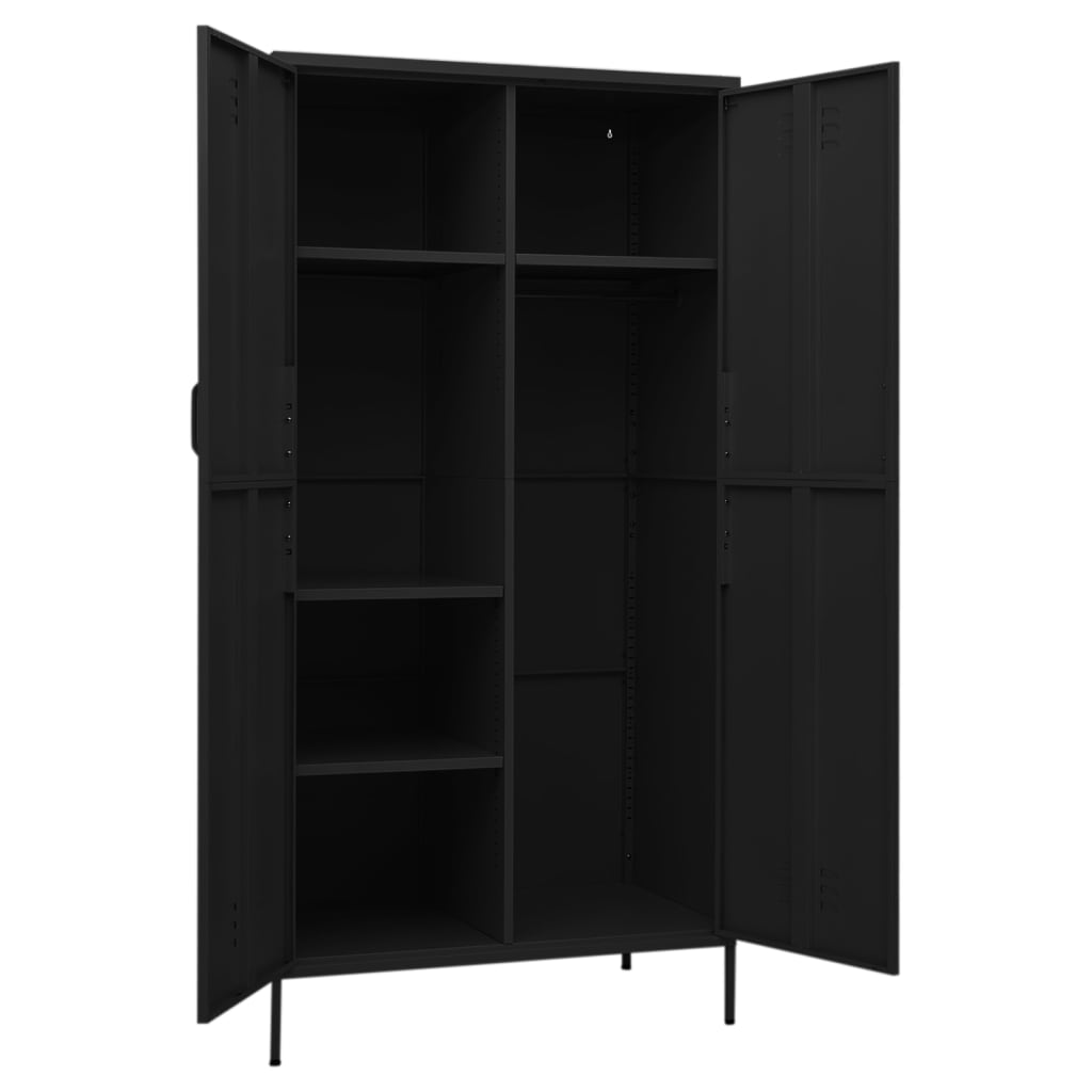 Wardrobe Black 90x50x180 cm Steel - Newstart Furniture