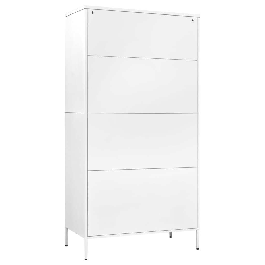 Wardrobe White 90x50x180 cm Steel - Newstart Furniture