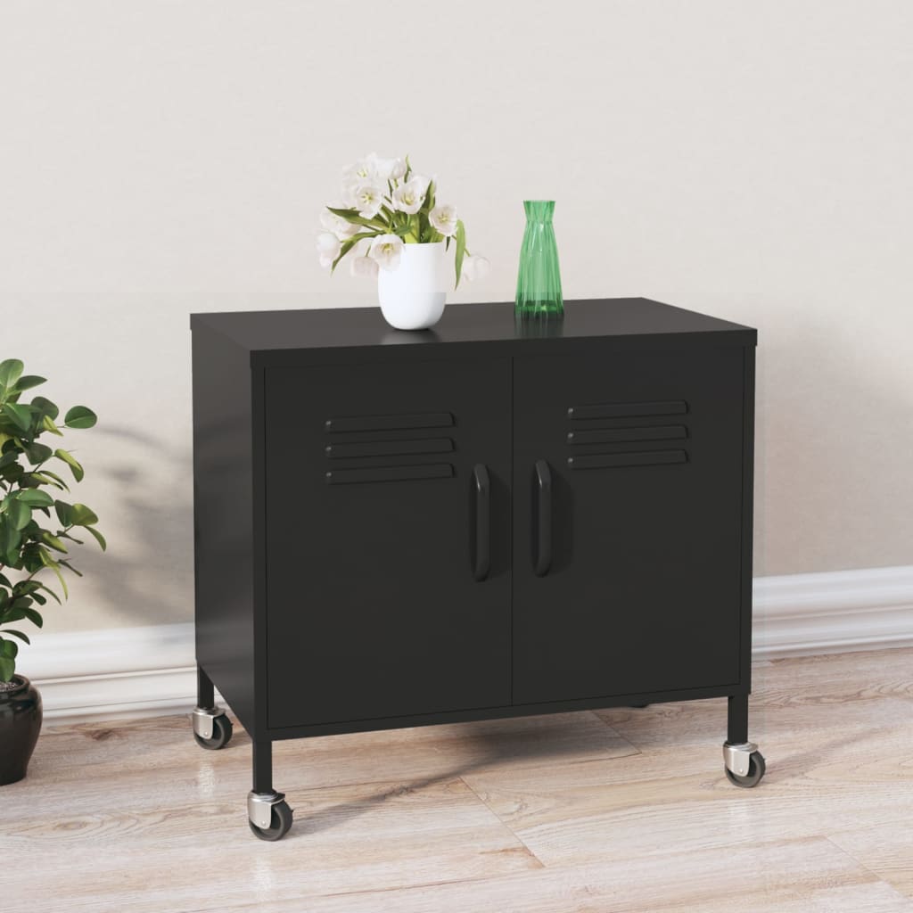 Storage Cabinet Black 60x35x56 cm Steel - Newstart Furniture