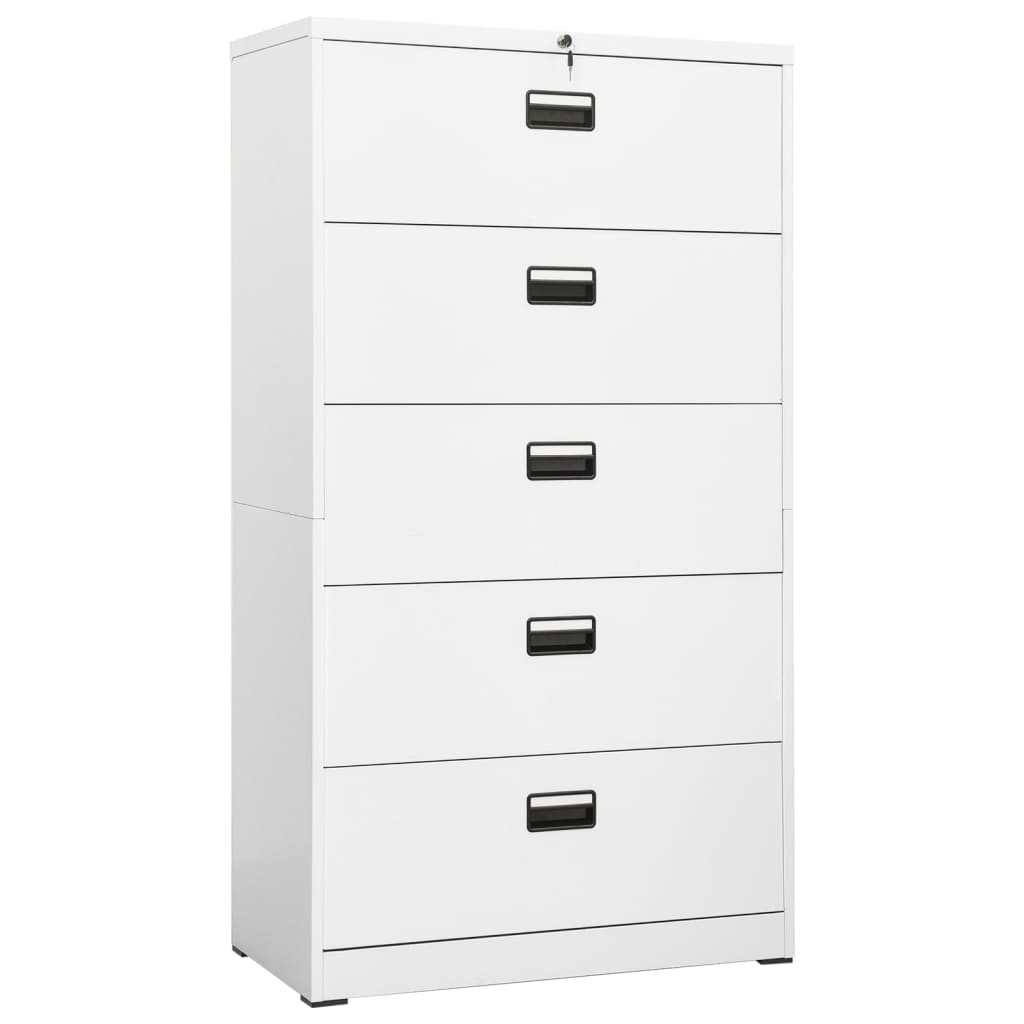 Filing Cabinet White 90x46x164 cm Steel - Newstart Furniture