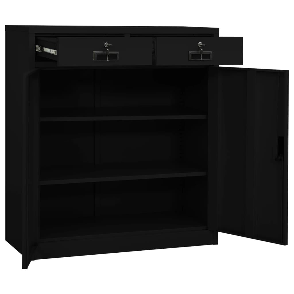 Office Cabinet Black 90x40x102 cm Steel - Newstart Furniture