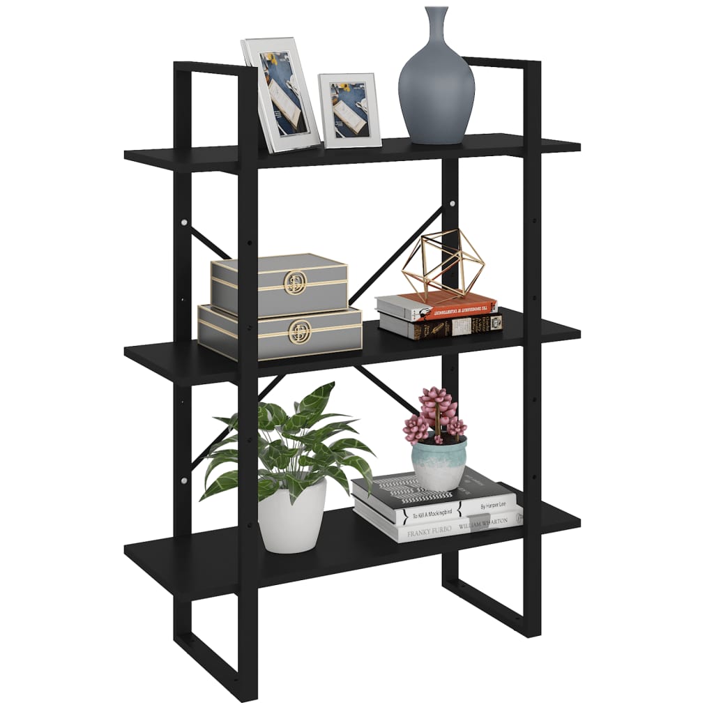 Book Cabinet Black 80x30x105 cm Engineered Wood - Newstart Furniture