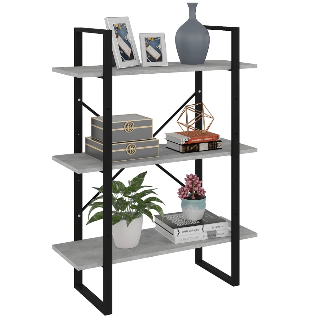 Book Cabinet Concrete Grey 80x30x105 cm Engineered Wood - Newstart Furniture