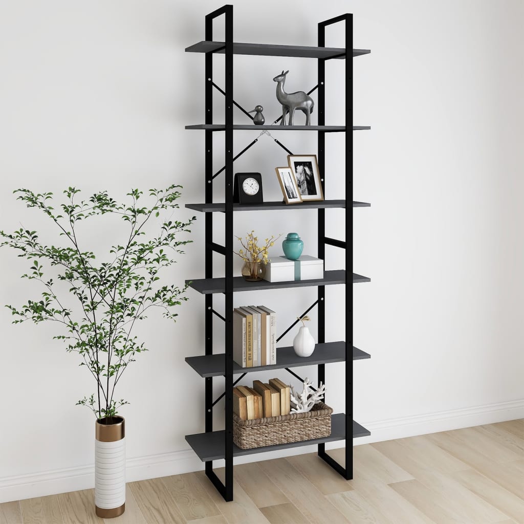 High Cabinet Grey 80x30x210 cm Solid Pine Wood - Newstart Furniture