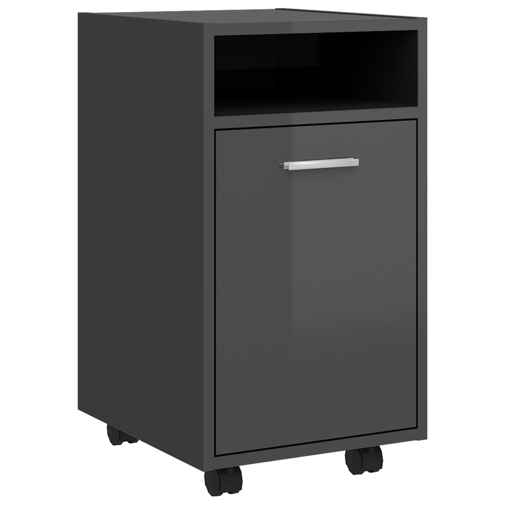 Side Cabinet with Wheels High Gloss Grey 33x38x60 cm Engineered Wood - Newstart Furniture