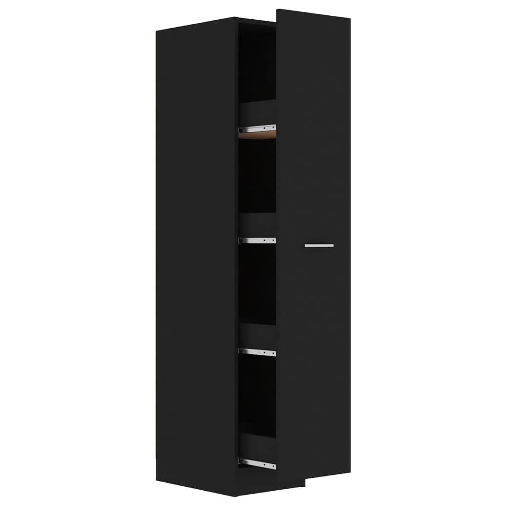 Apothecary Cabinet Black 30x42.5x150 cm Engineered Wood - Newstart Furniture