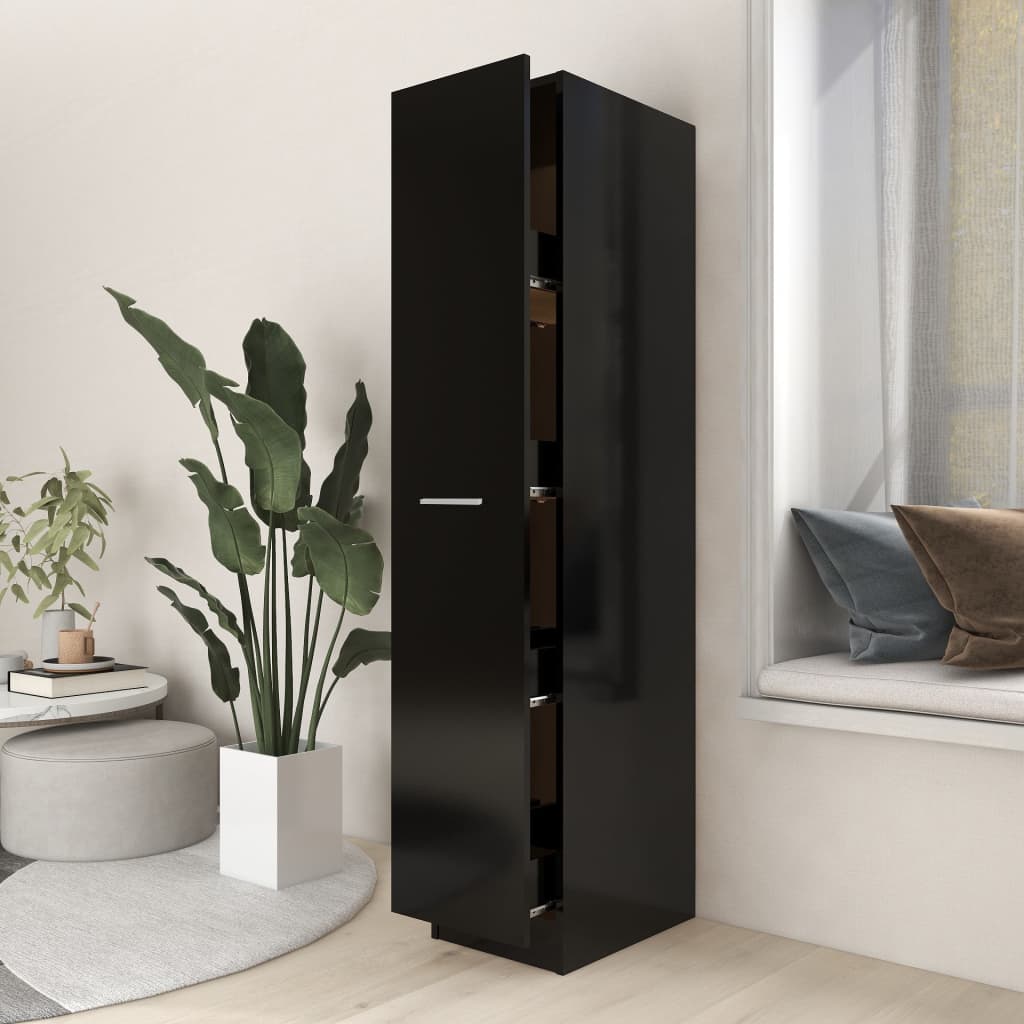 Apothecary Cabinet Black 30x42.5x150 cm Engineered Wood - Newstart Furniture