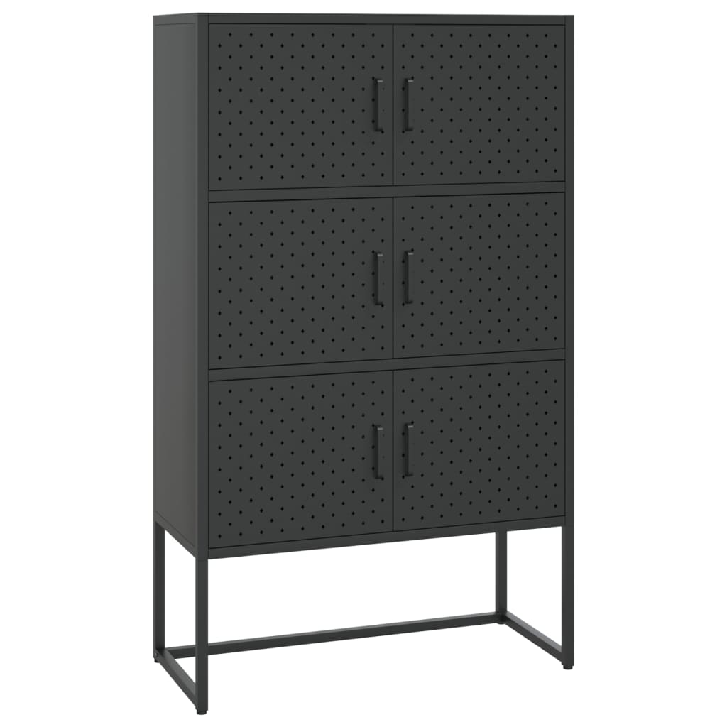 Highboard Black 80x35x135 cm Steel - Newstart Furniture