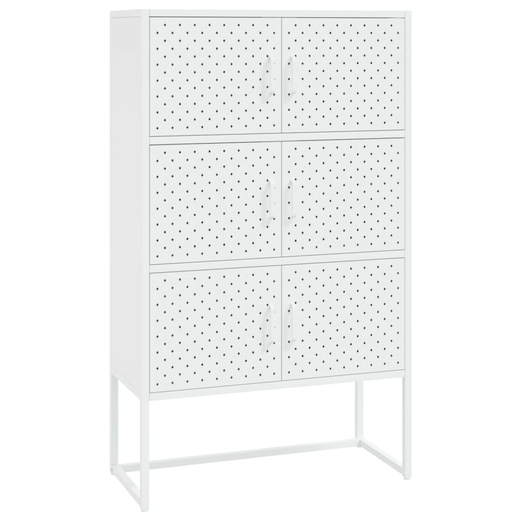 Highboard White 80x35x135 cm Steel - Newstart Furniture