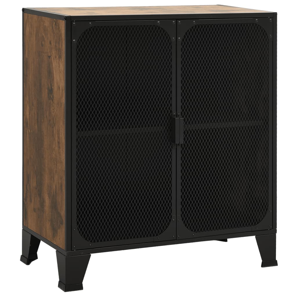 Storage Cabinet Rustic Brown 72x36x82 cm Metal and MDF - Newstart Furniture