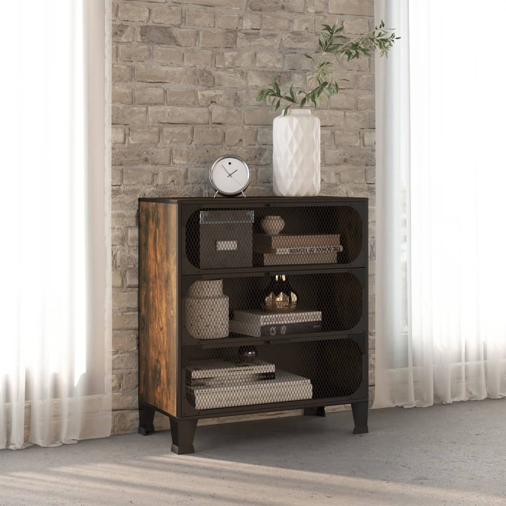 Storage Cabinet Rustic Brown 72x36x82 cm Metal and MDF - Newstart Furniture