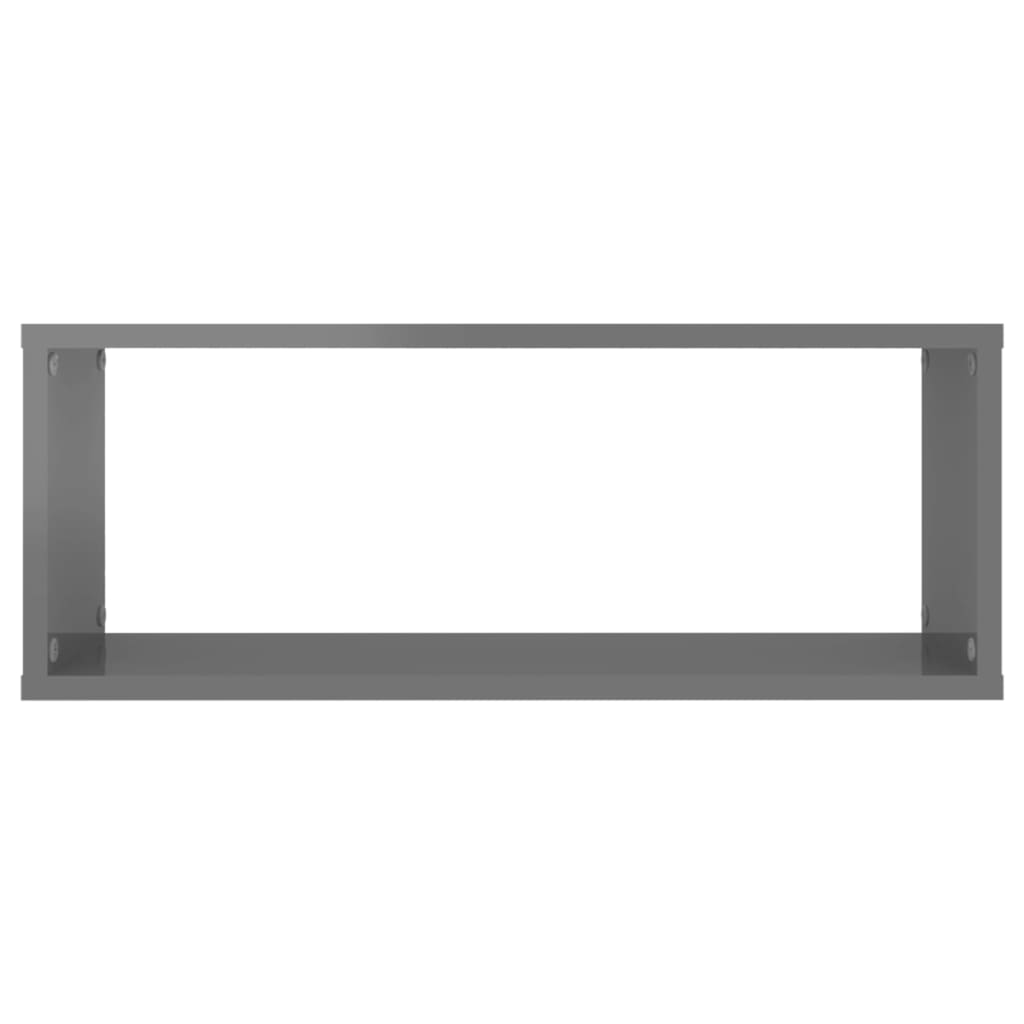 Wall Cube Shelves 6 pcs High Gloss Grey 60x15x23 cm Engineered Wood - Newstart Furniture