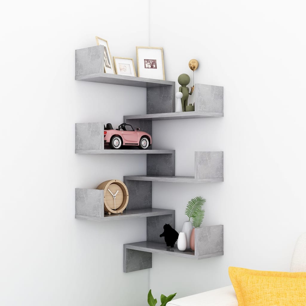 Wall Corner Shelves 2 pcs Concrete Grey 40x40x50 cm Engineered Wood - Newstart Furniture
