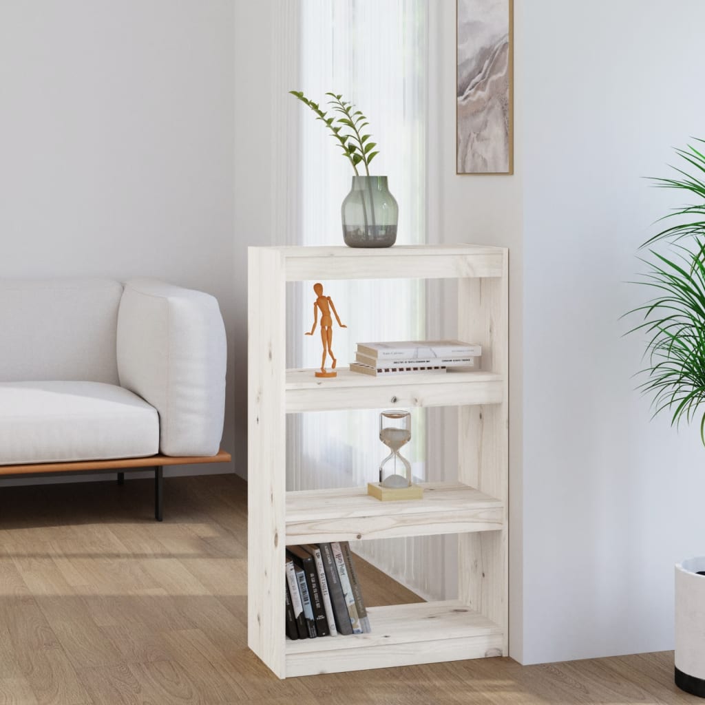 Book Cabinet/Room Divider White 60x30x103.5 cm Solid Wood Pine - Newstart Furniture