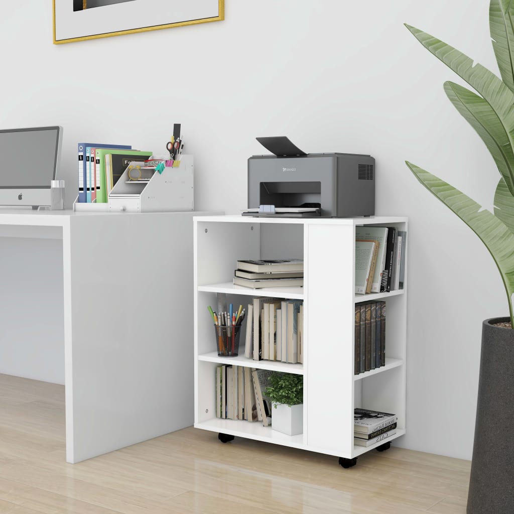 Rolling Cabinet White 60x35x75 cm Engineered Wood - Newstart Furniture