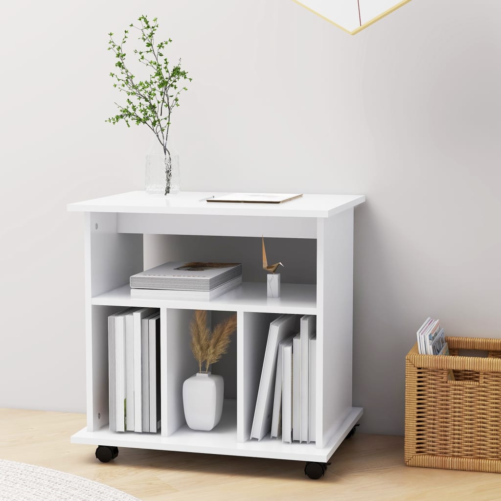 Rolling Cabinet White 60x45x60 cm Engineered Wood - Newstart Furniture