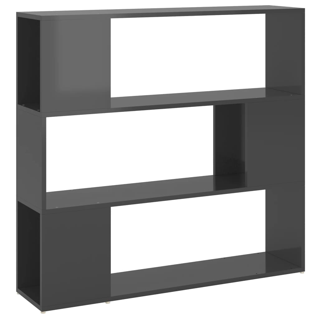 Book Cabinet Room Divider High Gloss Grey 100x24x94 cm - Newstart Furniture