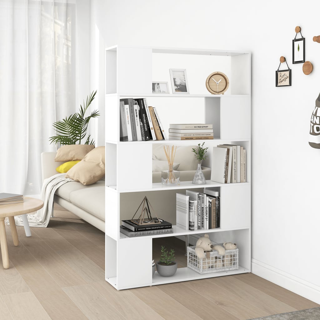 Book Cabinet Room Divider White 100x24x155 cm Engineered Wood - Newstart Furniture