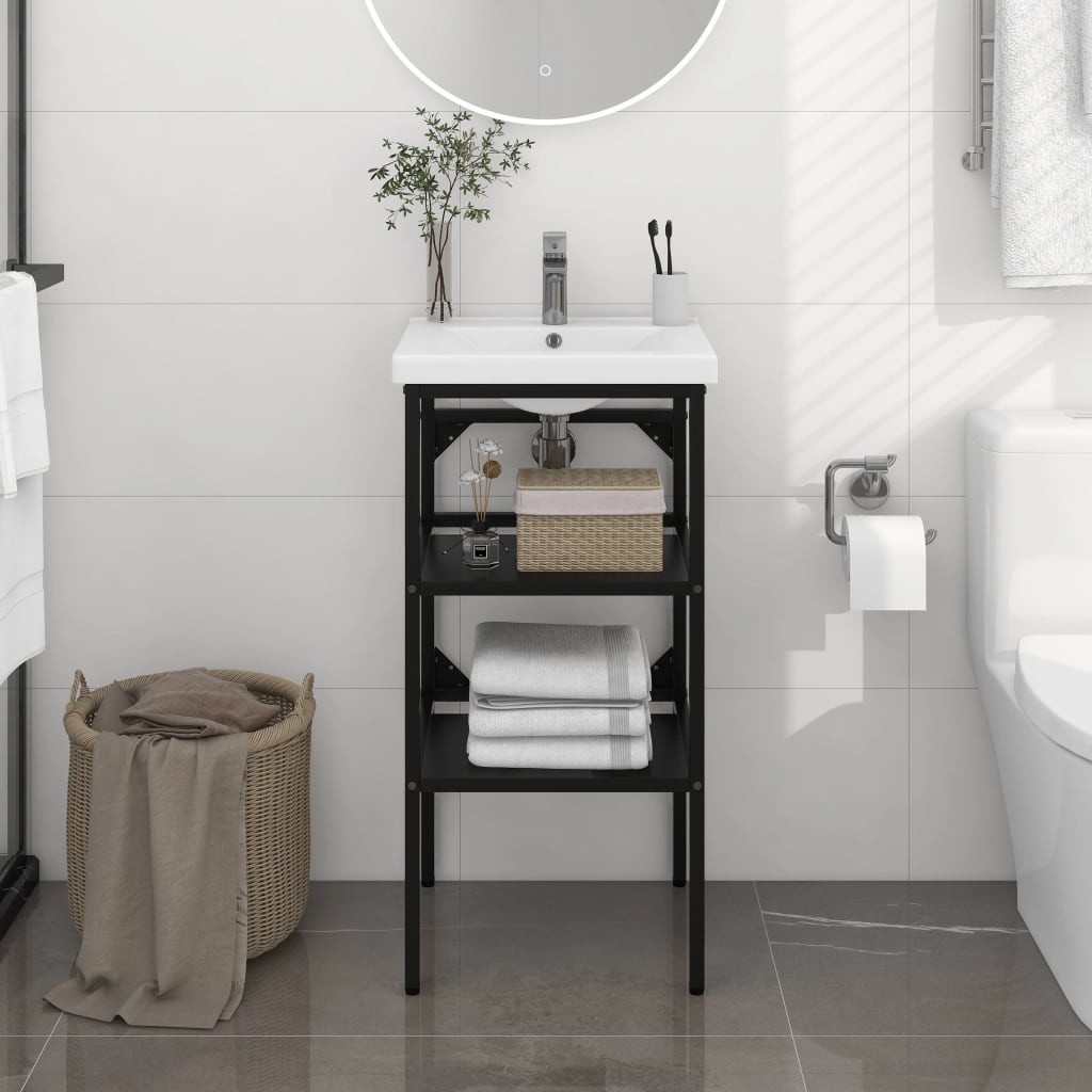 Bathroom Washbasin Frame Black 40x38x83 cm Iron - Newstart Furniture