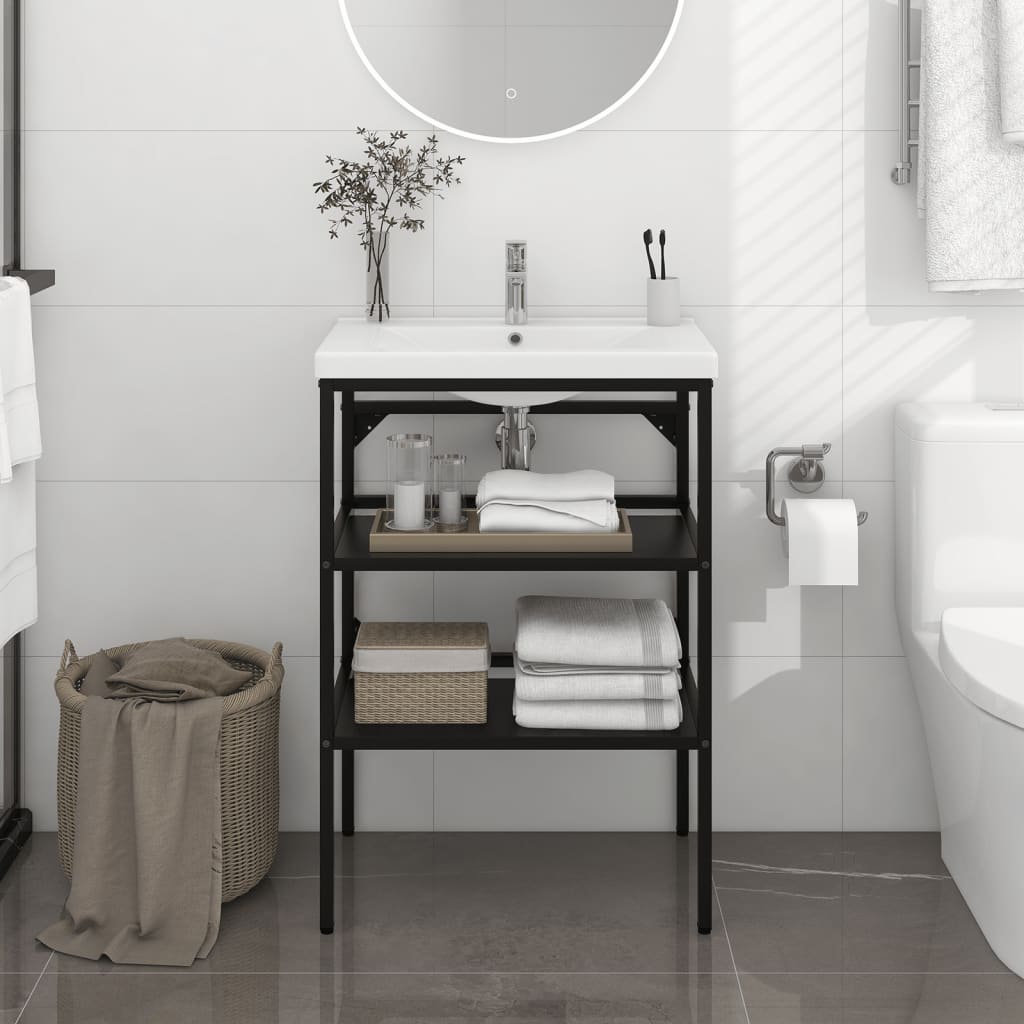 Bathroom Washbasin Frame Black 59x38x83 cm Iron - Newstart Furniture