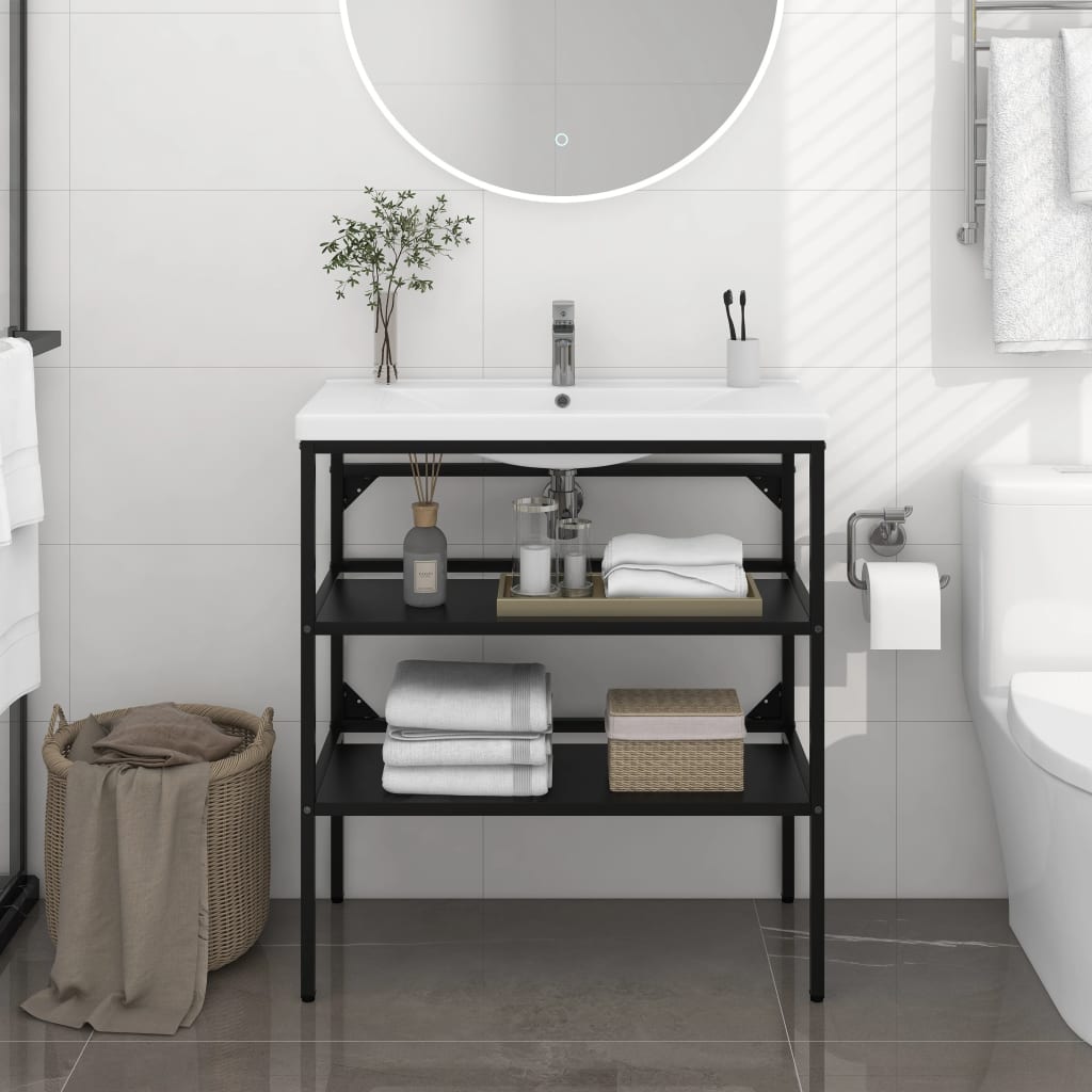 Bathroom Washbasin Frame Black 79x38x83 cm Iron - Newstart Furniture