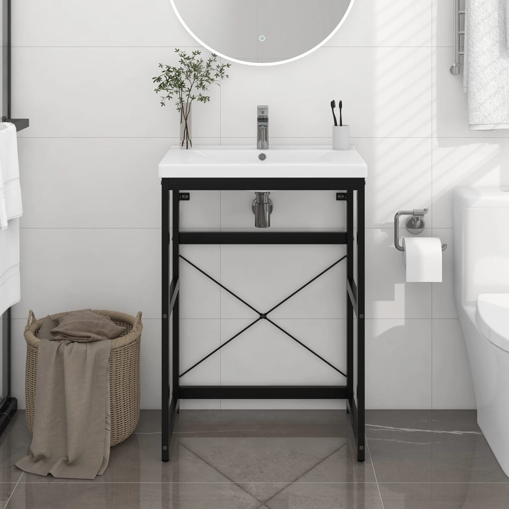 Bathroom Washbasin Frame Black 59x38x83 cm Iron - Newstart Furniture