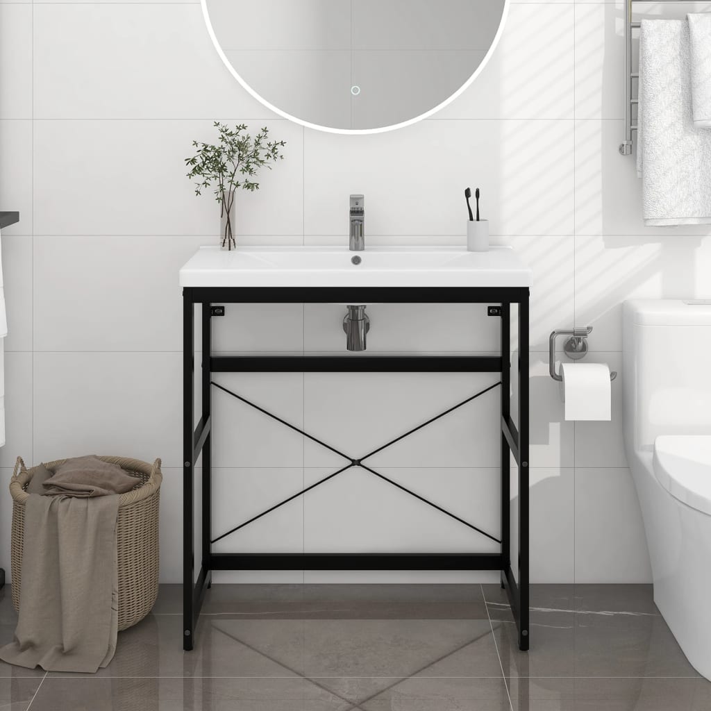 Bathroom Washbasin Frame Black 79x38x83 cm Iron - Newstart Furniture