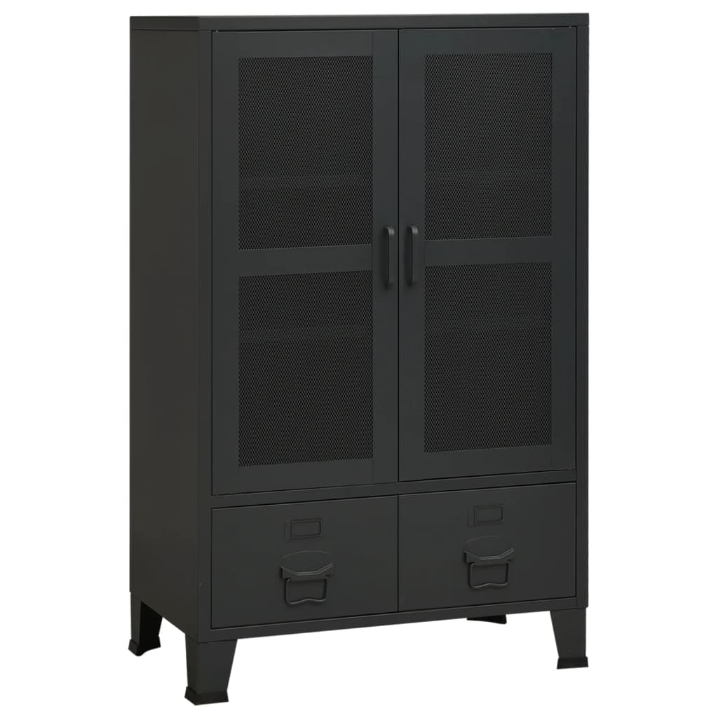 Industrial Storage Chest Black 70x40x115 cm Metal - Newstart Furniture