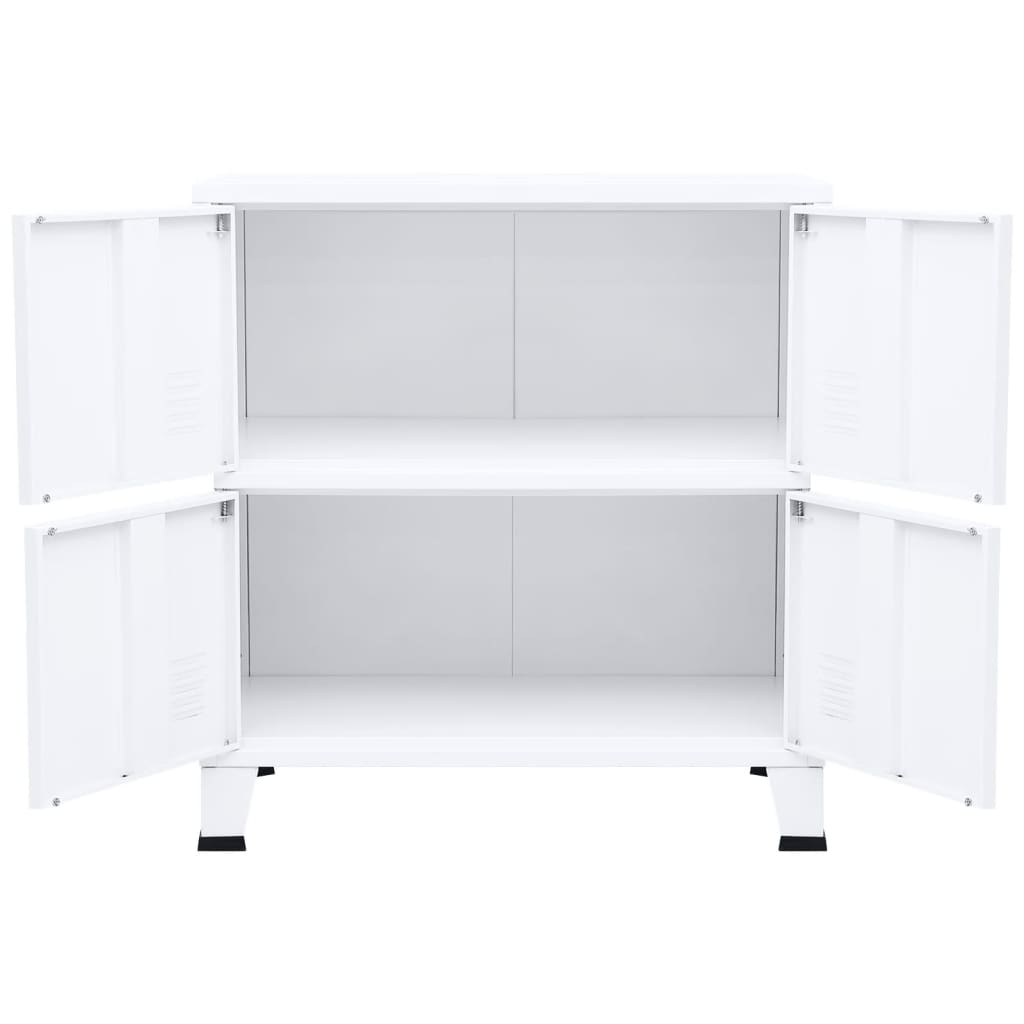 Industrial Storage Chest White 75x40x80 cm Steel - Newstart Furniture