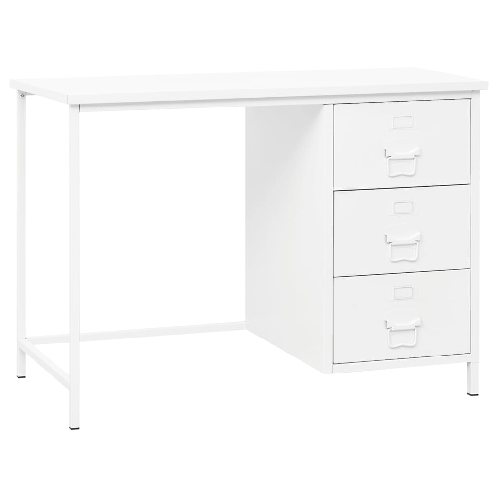 Industrial Desk with Drawers White 105x52x75 cm Steel - Newstart Furniture