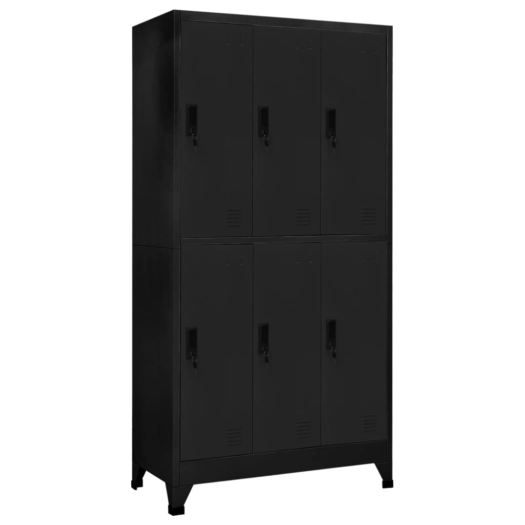 Locker Cabinet Black 90x45x180 cm Steel - Newstart Furniture