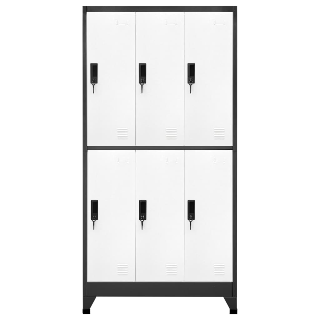 Locker Cabinet Anthracite and White 90x45x180 cm Steel - Newstart Furniture
