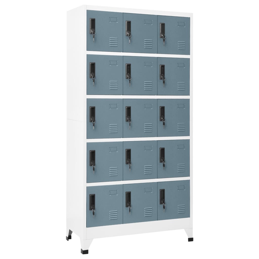 Locker Cabinet Light Grey and Dark Grey 90x40x180 cm Steel - Newstart Furniture