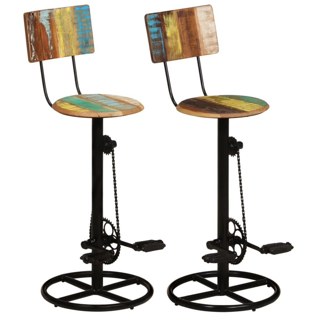 Bar Stools 2 pcs Solid Wood Reclaimed - Newstart Furniture