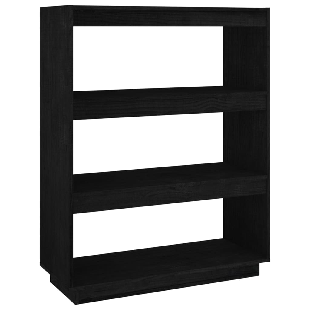 Book Cabinet/Room Divider Black 80x35x103 cm Solid Pinewood - Newstart Furniture