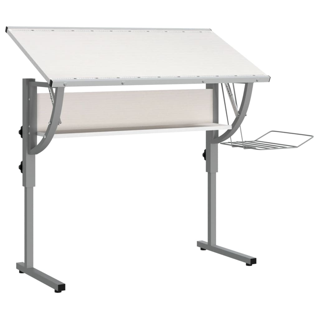 Craft Desk White and Grey 110x53x(58-87) cm Engineered Wood and Steel - Newstart Furniture